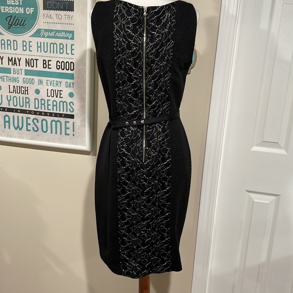 Taylor brand little black dress with silver lace overlay on backside. - Picture 3 of 7